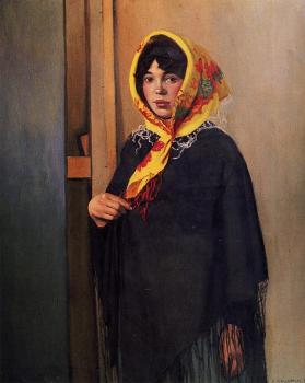 菲利尅斯 瓦洛東 Young Woman with Yellow Scarf